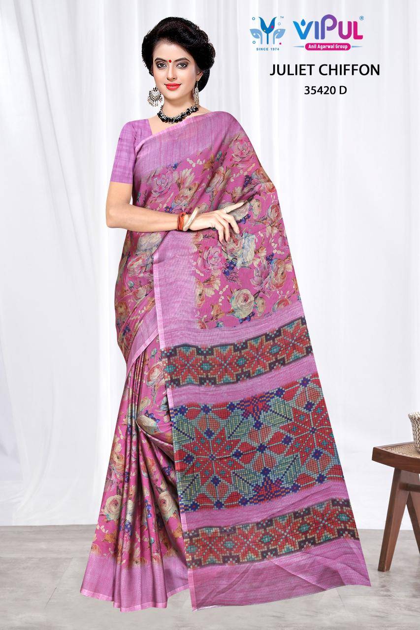 Vipul juliet chiffon d.no 35420 Bulk saree suppliers in Hyderabad